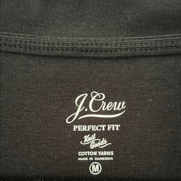 J. Crew Black Collared V-Neck Short Sleeve 100% Cotton Size Medium - Picture 3 of 6